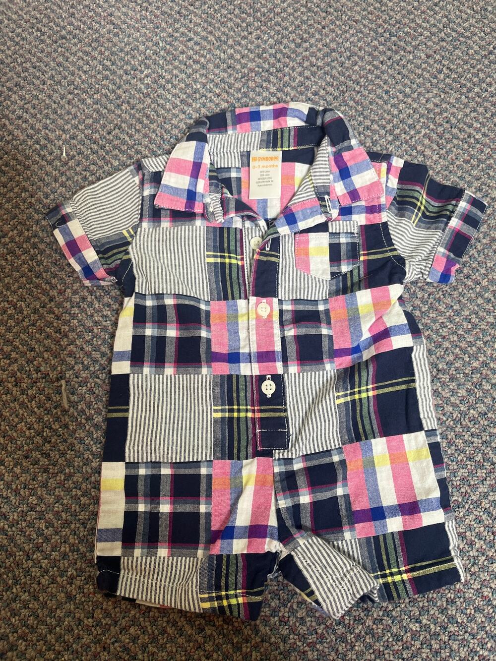 Gymboree Boys Plaid Romper 0/3 months